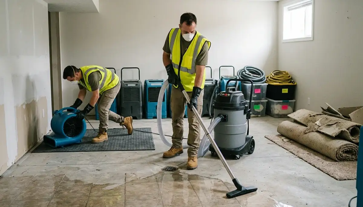 Basement flood cleanup in Warren, MI for standing water and water damage restoration services