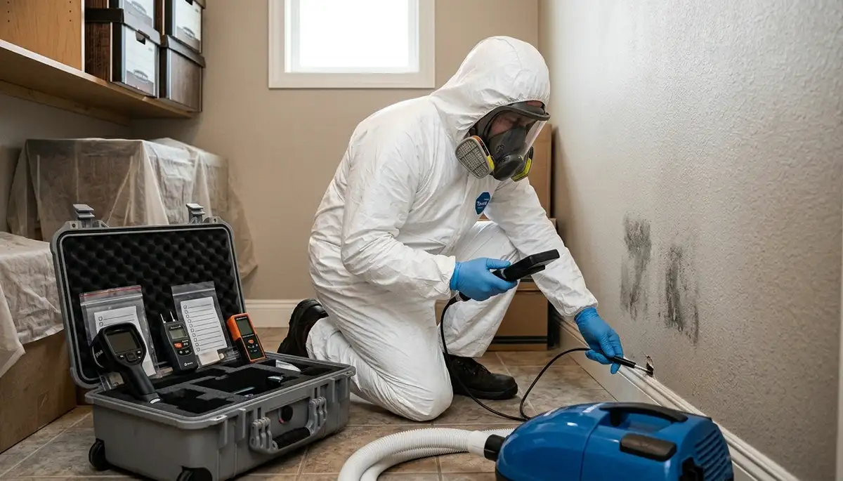 Mold inspection service team assessing moisture damage in Warren, MI homes