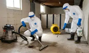 Sewer backup cleanup crew serving Warren, MI with water damage restoration equipment and cleanup supplies