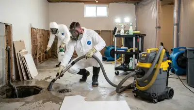 Sewer backup cleanup team in Warren, MI restoring a flooded home after sewage damage